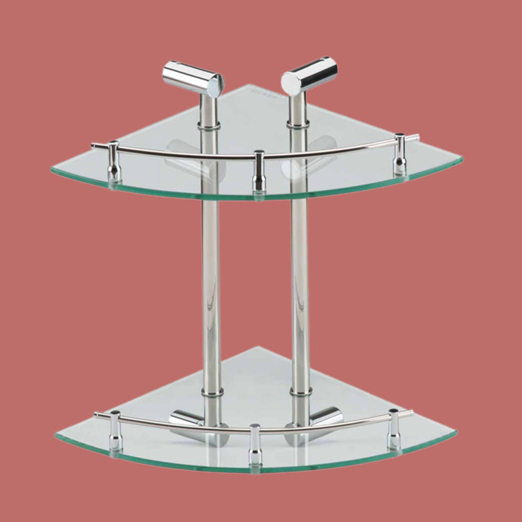 Rebrilliant Monique 2 Piece Glass Corner Shelf with Towel Bar Wayfair